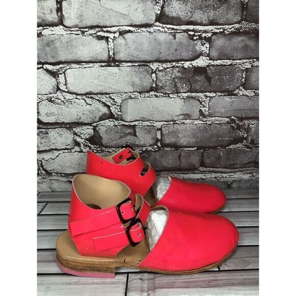 Hot Pink Patent Leather Handmade Ankle Strap Clogs Shoes Women Sz 38EU/7.5M US - Picture 3 of 16